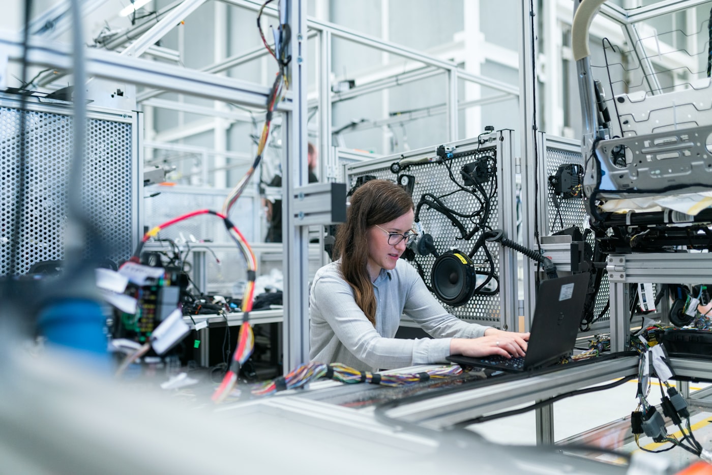Engineer working on technical systems in a lab